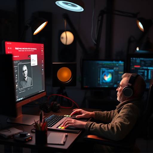 Un artiste d'effets spéciaux travaillant sur un logiciel de modélisation 3D.